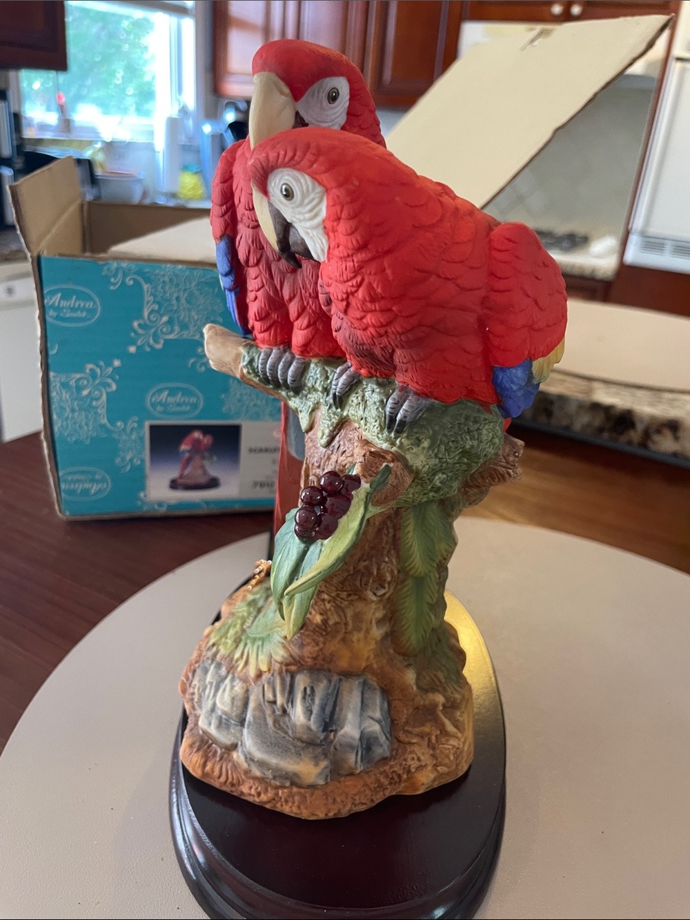 Andrea By Sadek Red Parrot Pair Figurine with Blue and Yellow Accents - Picture 8 of 10